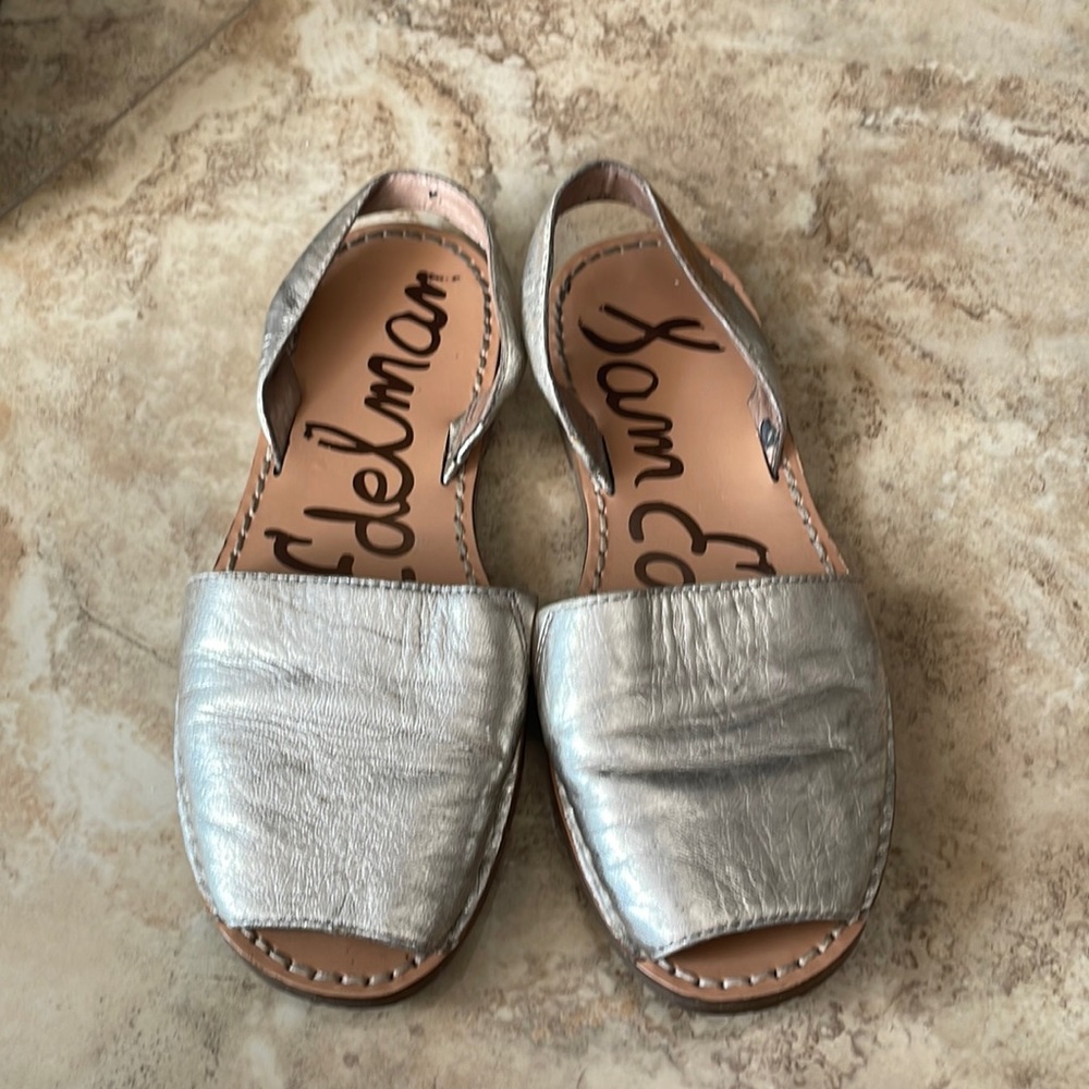 Sam Edelman silver sandals with heel strap